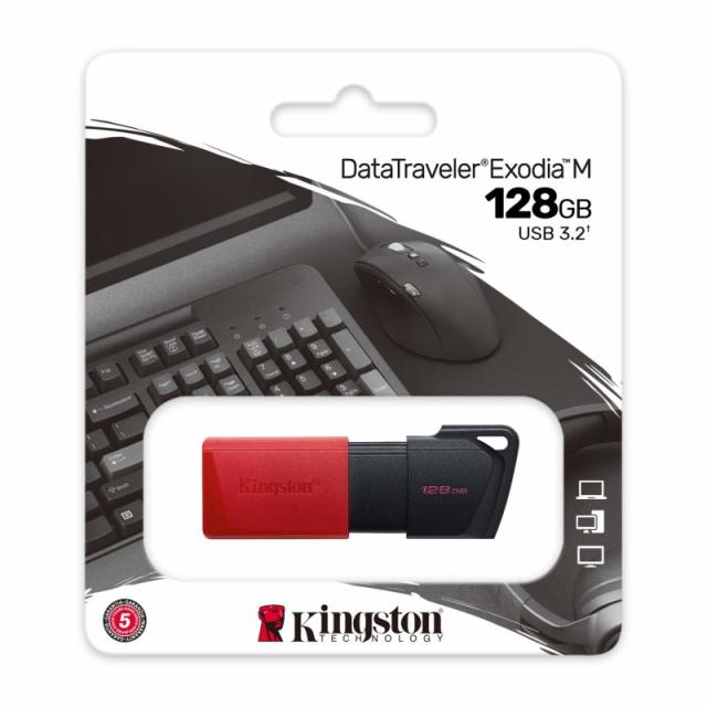 Kingston Technology - DataTraveler 128GB USB3.2 Gen1 Exodia M (Negro + Rojo)