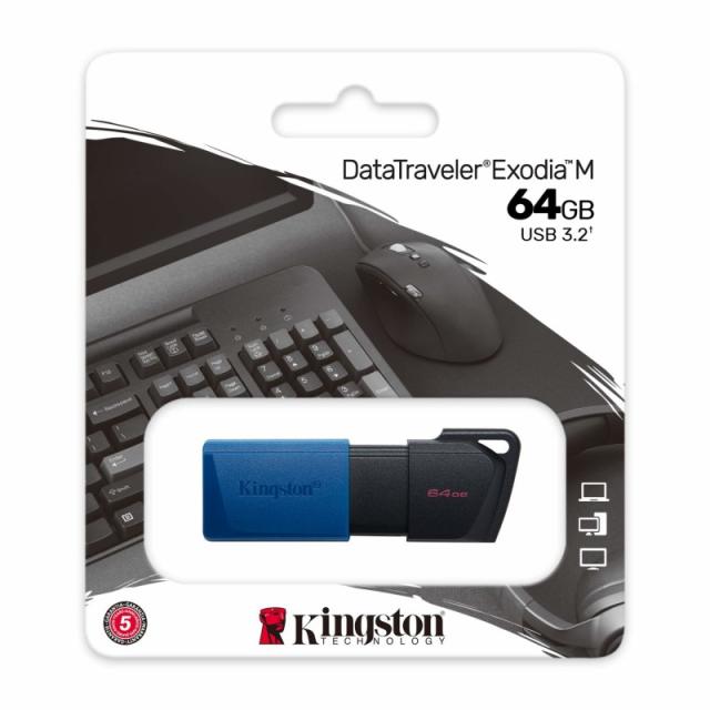 Kingston Technology - DataTraveler 64GB USB3.2 Gen 1 Exodia M (Negro + Azul)