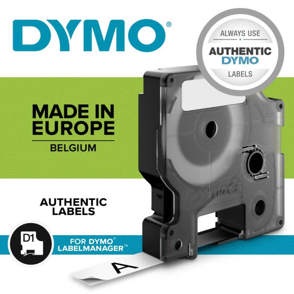 DYMO - D1 - Etiquetas estándar - Negro sobre azul - 12mm x 7m