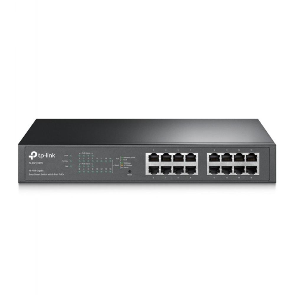 TP-Link - TL-SG1016PE Gestionado L2 Gigabit Ethernet (10/100/1000) Energía sobre Ethernet (PoE) 1U Negro