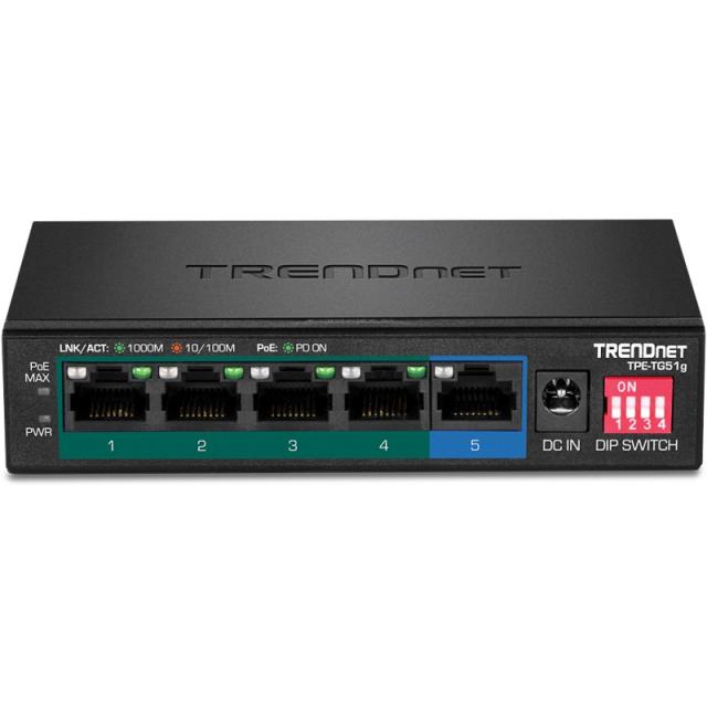Trendnet - TPE-TG51G switch Gigabit Ethernet (10/100/1000) Energía sobre Ethernet (PoE) Negro