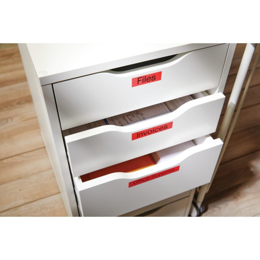 DYMO - D1 - Etiquetas estándar - Negro sobre rojo - 19mm x 7m