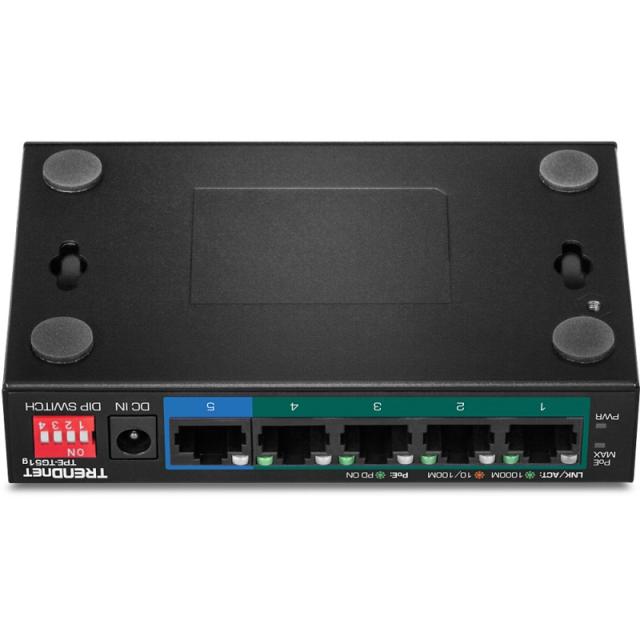 Trendnet - TPE-TG51G switch Gigabit Ethernet (10/100/1000) Energía sobre Ethernet (PoE) Negro