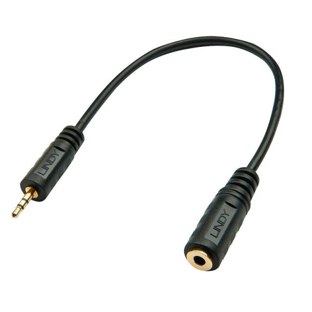 Lindy - 35698 cable de audio 0,2 m 2,5mm 3,5mm Negro
