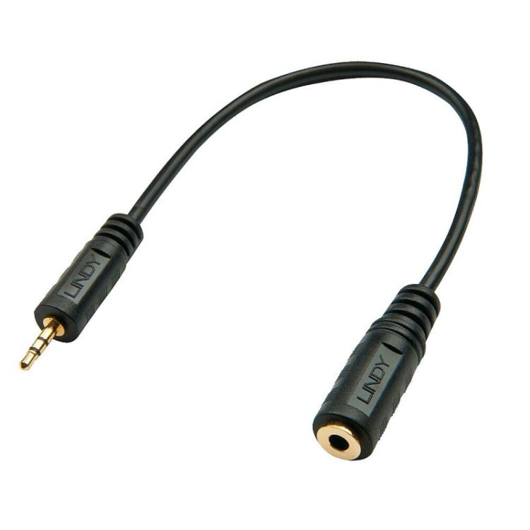 Lindy - 35698 cable de audio 0,2 m 2,5mm 3,5mm Negro