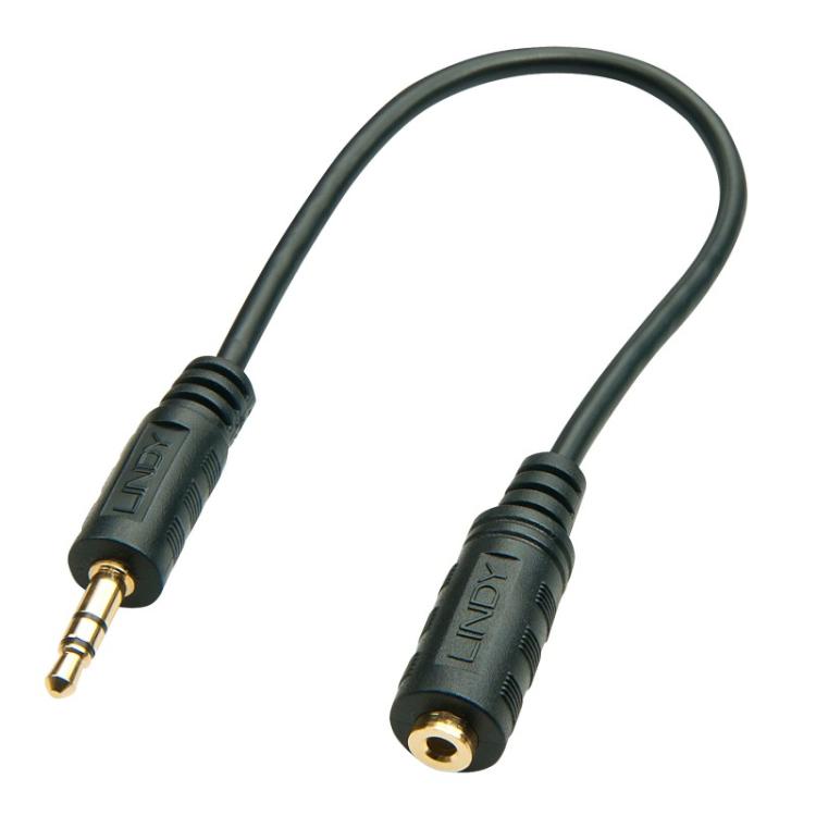 Lindy - 35699 cable de audio 20 m 3,5mm 2,5mm Negro