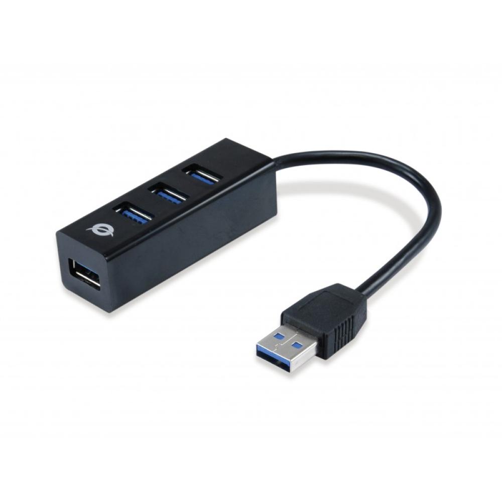 Conceptronic - HUBBIES04B hub de interfaz USB 3.2 Gen 1 (3.1 Gen 1) Type-A 5000 Mbit/s Negro
