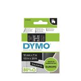 DYMO - D1 - Etiquetas estándar - Blanco sobre negro - 12mm x 7m