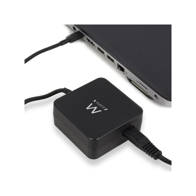 Ewent - EW3980 adaptador e inversor de corriente Interior 65 W Negro