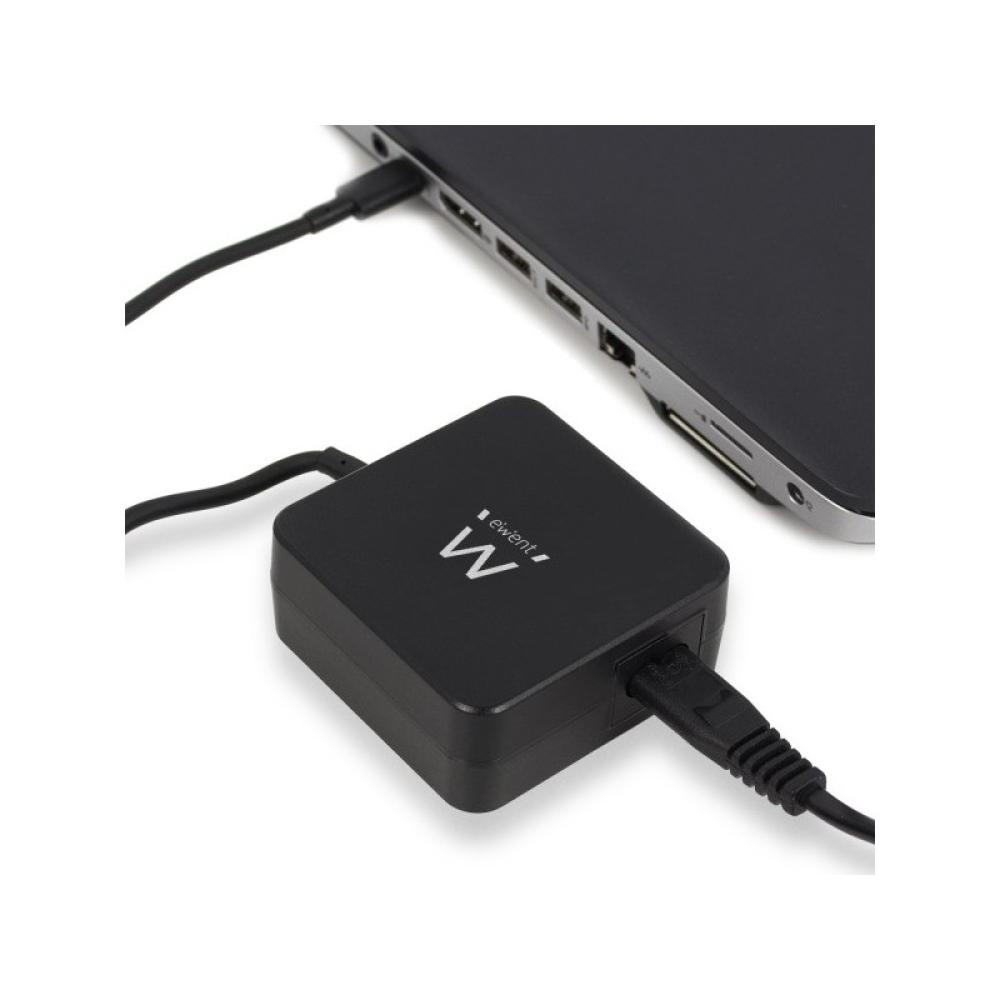 Ewent - EW3980 adaptador e inversor de corriente Interior 65 W Negro