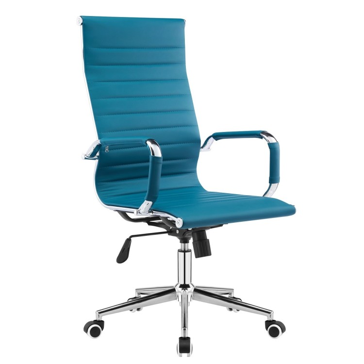 Sillón de oficina VARSOVIA, alto, gas, basculante, similpiel turquesa