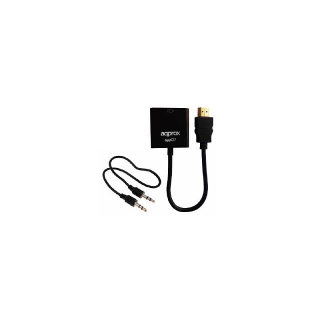 Approx - appC17 HDMI tipo A (Estándar) VGA (D-Sub) + 3,5mm Negro