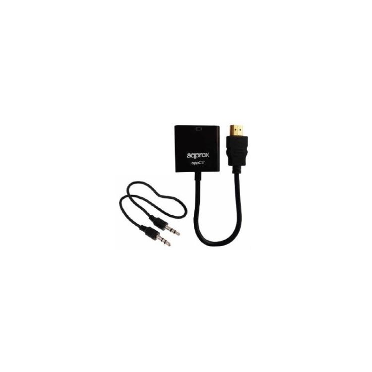 Approx - appC17 HDMI tipo A (Estándar) VGA (D-Sub) + 3,5mm Negro