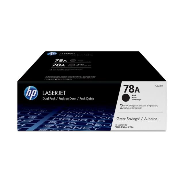 HP - Pack de ahorro de 2 cartuchos de tóner original LaserJet 78A negro
