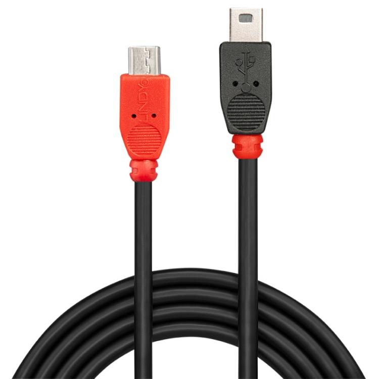 Lindy - 31717 cable USB USB 2.0 0,5 m Mini-USB B Micro-USB B Negro, Rojo