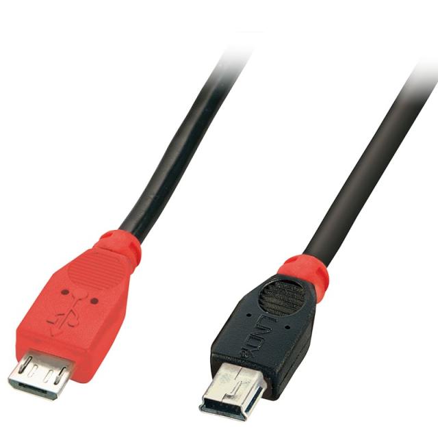 Lindy - 31717 cable USB USB 2.0 0,5 m Mini-USB B Micro-USB B Negro, Rojo