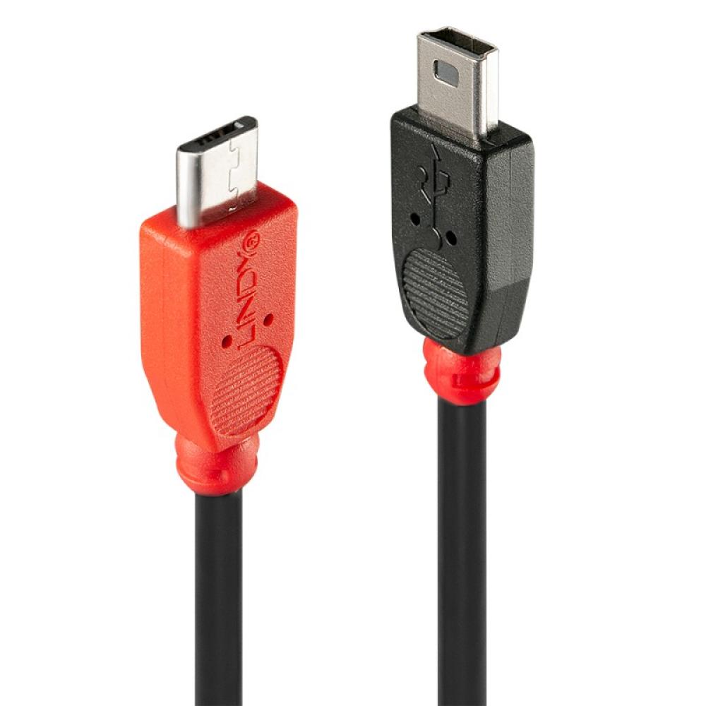 Lindy - 31717 cable USB USB 2.0 0,5 m Mini-USB B Micro-USB B Negro, Rojo