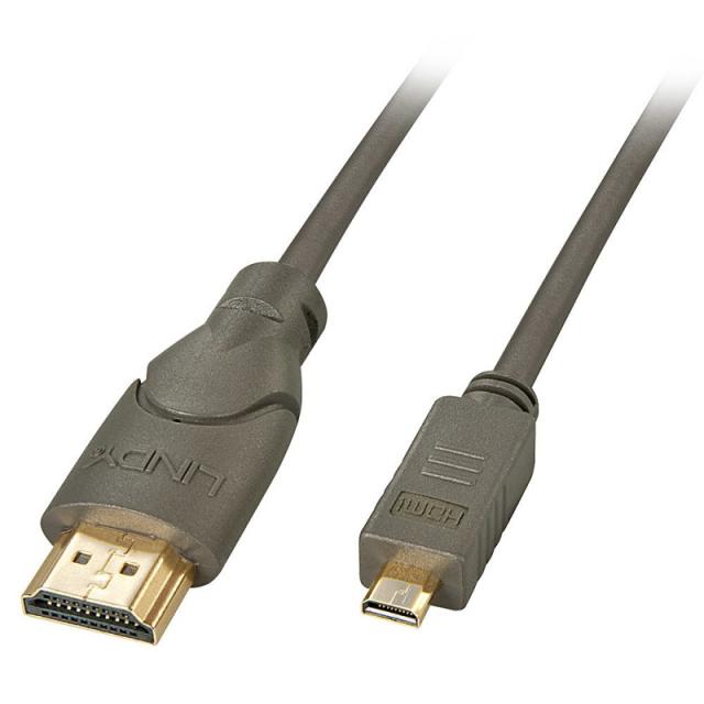 Lindy - 41353 cable HDMI 2 m HDMI tipo A (Estándar) HDMI tipo D (Micro) Negro, Oro