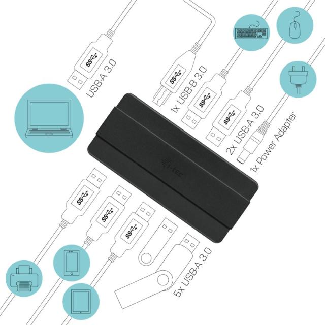i-tec - USB 3.0 Charging HUB 7 Port + Power Adapter