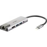 D-Link - DUB-M520 base para portátil y replicador de puertos Alámbrico Thunderbolt 3 Aluminio