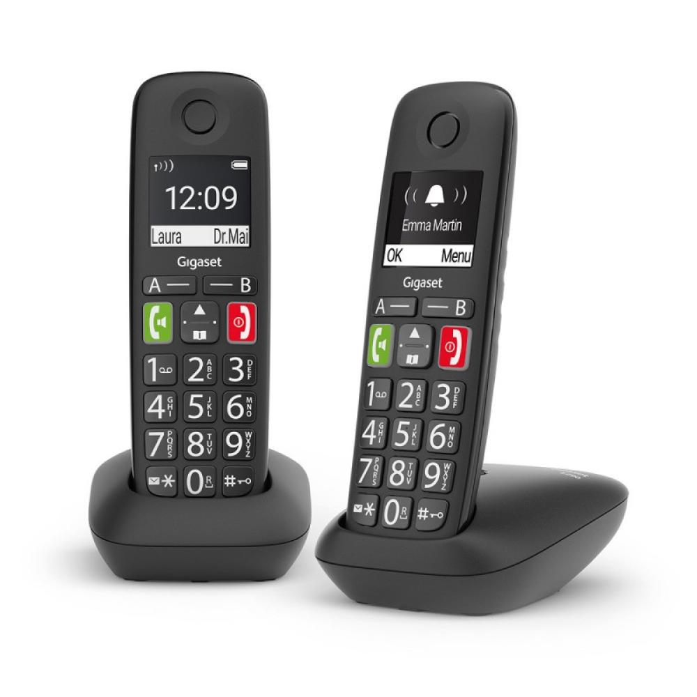Gigaset - E290 Duo Teléfono DECT/analógico Identificador de llamadas Negro