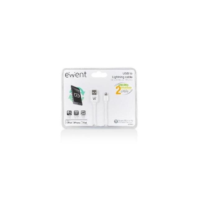 Ewent - EW9902 cable de conector Lightning 2 m Blanco