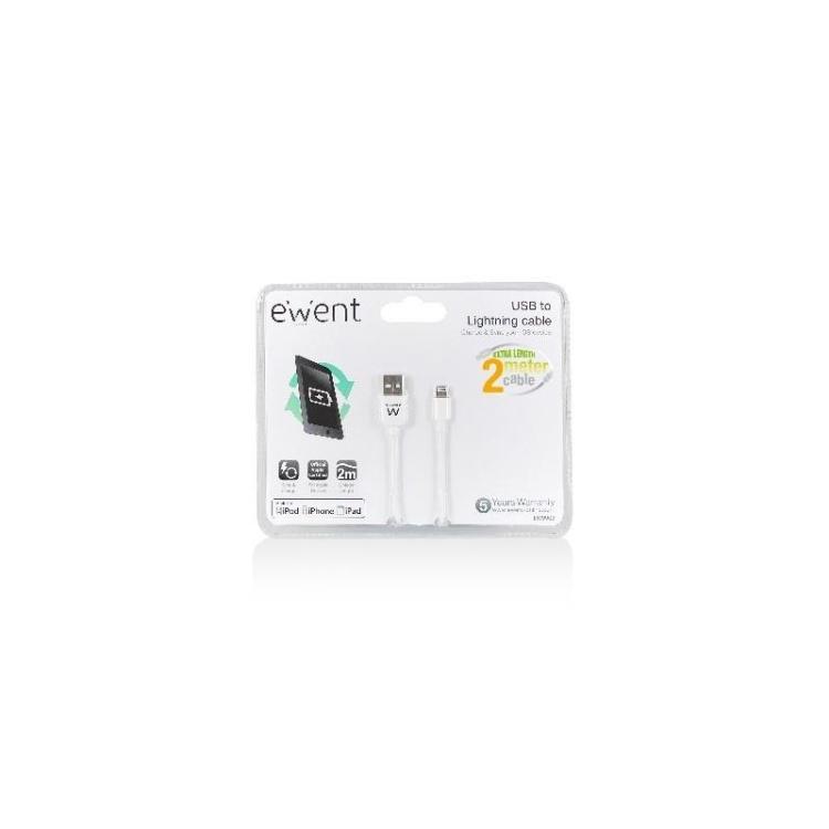 Ewent - EW9902 cable de conector Lightning 2 m Blanco