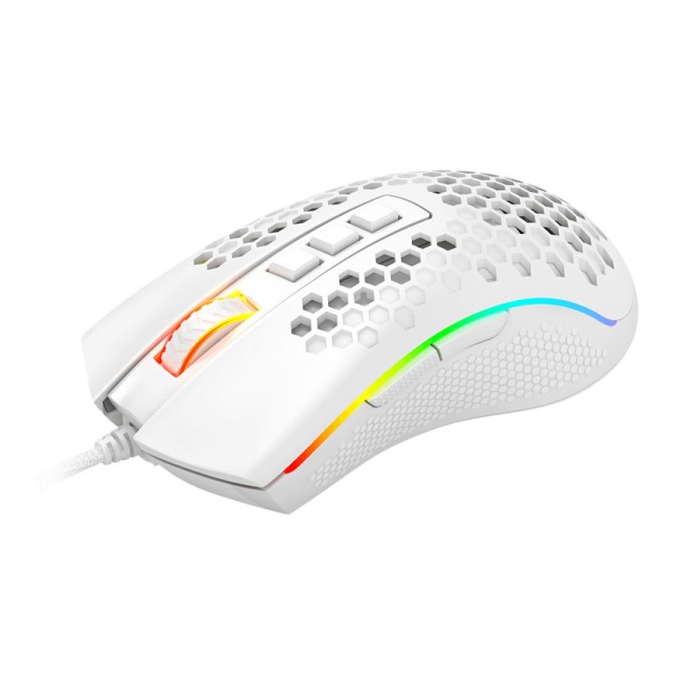 REDRAGON - M988-RGB STORM ELITE WHITE, Mouse Optico HoneyComb Blanco