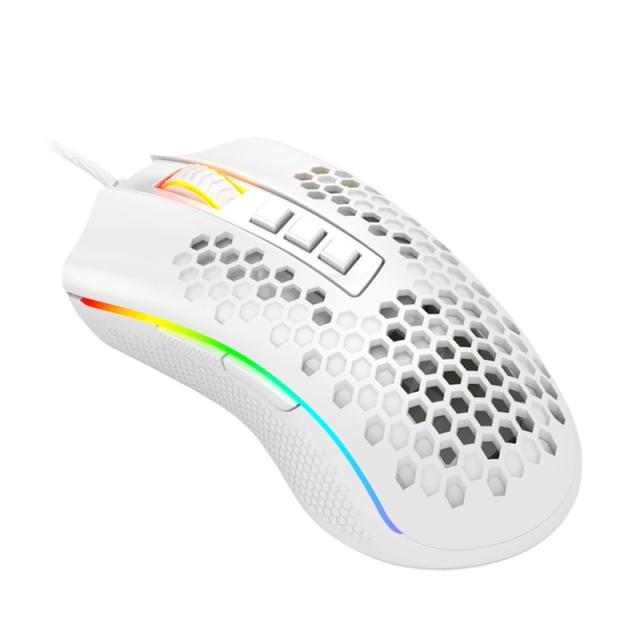 REDRAGON - M988-RGB STORM ELITE WHITE, Mouse Optico HoneyComb Blanco