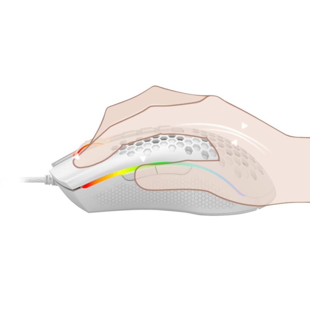 REDRAGON - M988-RGB STORM ELITE WHITE, Mouse Optico HoneyComb Blanco
