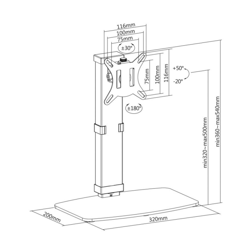 AISENS - Soporte De Mesa Eco Giratorio E Inclinable Para Monitor/tv 8kg De 17-32, Negro