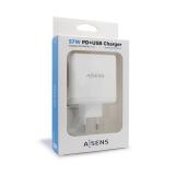 AISENS - Cargador 57 W, 1x USB-C PD3.0 45 W, 1x USB-A 5 V / 2.4 A 12 W, Blanco