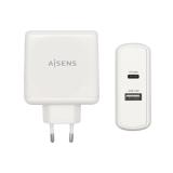 AISENS - Cargador 57 W, 1x USB-C PD3.0 45 W, 1x USB-A 5 V / 2.4 A 12 W, Blanco