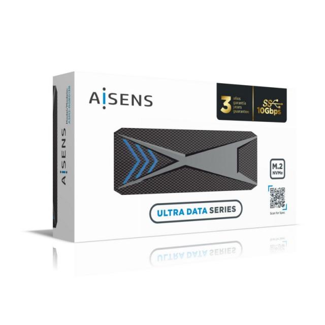 AISENS - Caja Externa M.2 (NGFF) RGB Gaming ASM2-RGB013B NVMe a USB3.2 Gen2, Negra