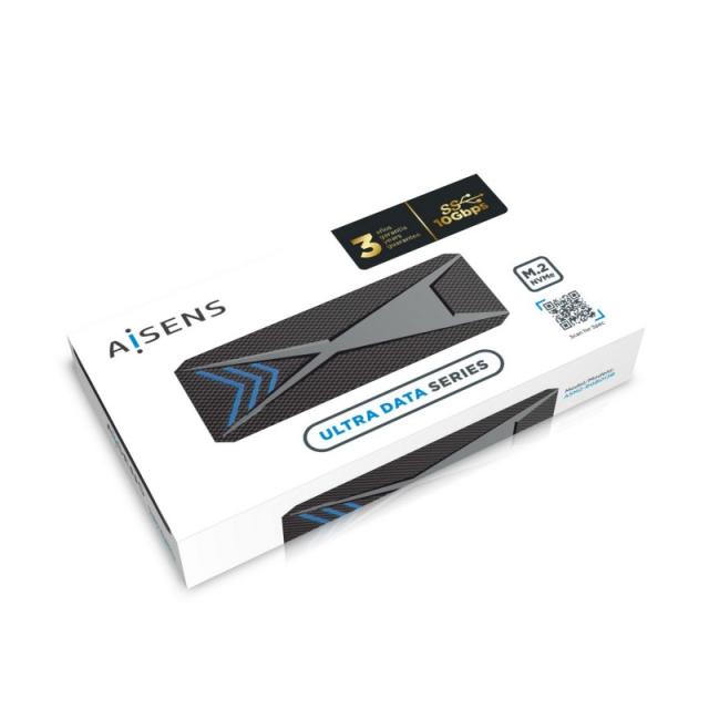 AISENS - Caja Externa M.2 (NGFF) RGB Gaming ASM2-RGB013B NVMe a USB3.2 Gen2, Negra