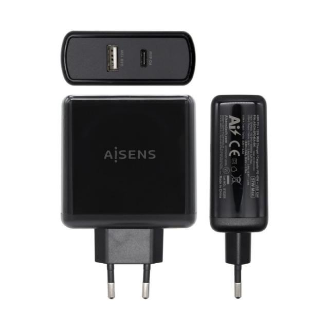 AISENS - ASCH-2PD45A-BK cargador de dispositivo móvil GPS, Mando para videojuegos, MP3, MP4, Teléfono móvil, Portátil, Smartphon