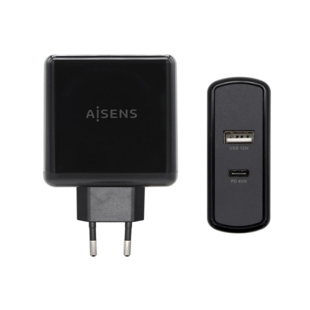AISENS - ASCH-2PD45A-BK cargador de dispositivo móvil GPS, Mando para videojuegos, MP3, MP4, Teléfono móvil, Portátil, Smartphon