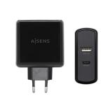 AISENS - ASCH-2PD45A-BK cargador de dispositivo móvil GPS, Mando para videojuegos, MP3, MP4, Teléfono móvil, Portátil, Smartphon