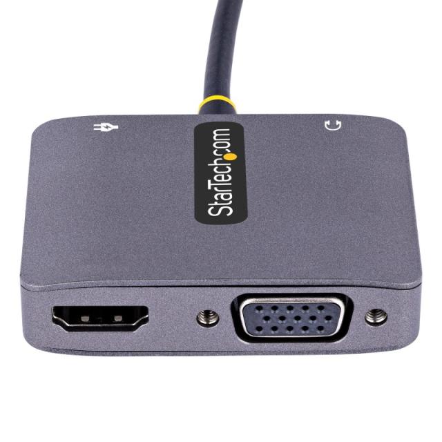 StarTech.com - Adaptador de Vídeo USB C, Adaptador Multipuertos USB Tipo C a HDMI VGA con Salida de Audio de 3,5mm, HDR 4K a 60H
