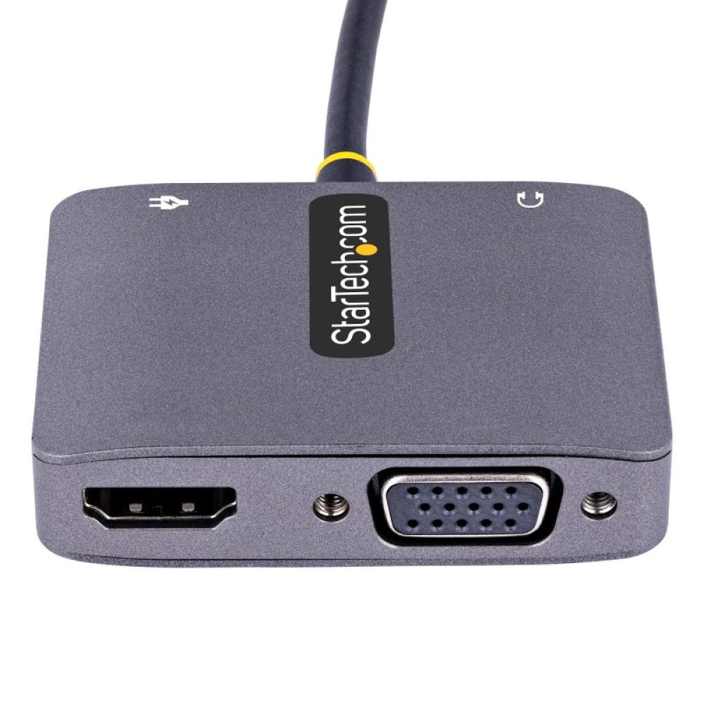 StarTech.com - Adaptador de Vídeo USB C, Adaptador Multipuertos USB Tipo C a HDMI VGA con Salida de Audio de 3,5mm, HDR 4K a 60H
