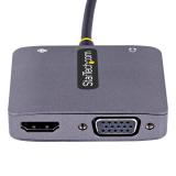 StarTech.com - Adaptador de Vídeo USB C, Adaptador Multipuertos USB Tipo C a HDMI VGA con Salida de Audio de 3,5mm, HDR 4K a 60H