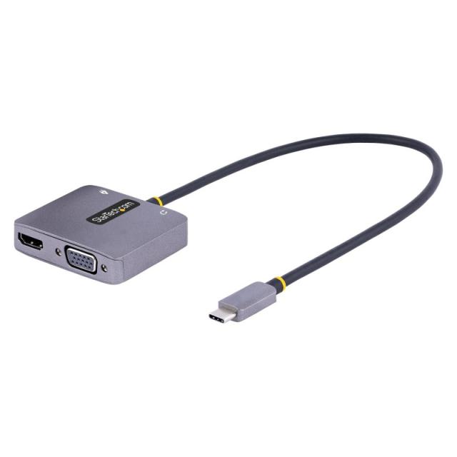 StarTech.com - Adaptador de Vídeo USB C, Adaptador Multipuertos USB Tipo C a HDMI VGA con Salida de Audio de 3,5mm, HDR 4K a 60H