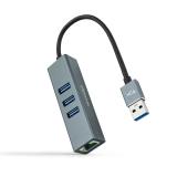 Nanocable - Conversor USB 3.0 a Ethernet Gigabit + 3XUSB 3.0, Aluminio, Gris, 15 cm