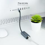 Nanocable - Conversor USB 3.0 a Ethernet Gigabit 10/100/1000 Mbps, Aluminio, Gris, 15 cm