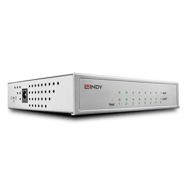 Lindy - 25045 switch Gestionado Gigabit Ethernet (10/100/1000) Energía sobre Ethernet (PoE) Plata