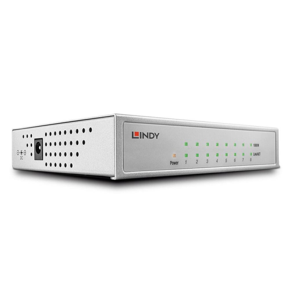 Lindy - 25045 switch Gestionado Gigabit Ethernet (10/100/1000) Energía sobre Ethernet (PoE) Plata