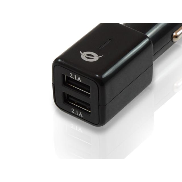 Conceptronic - Cargador de coche USB de 2 puertos de 4,2 A