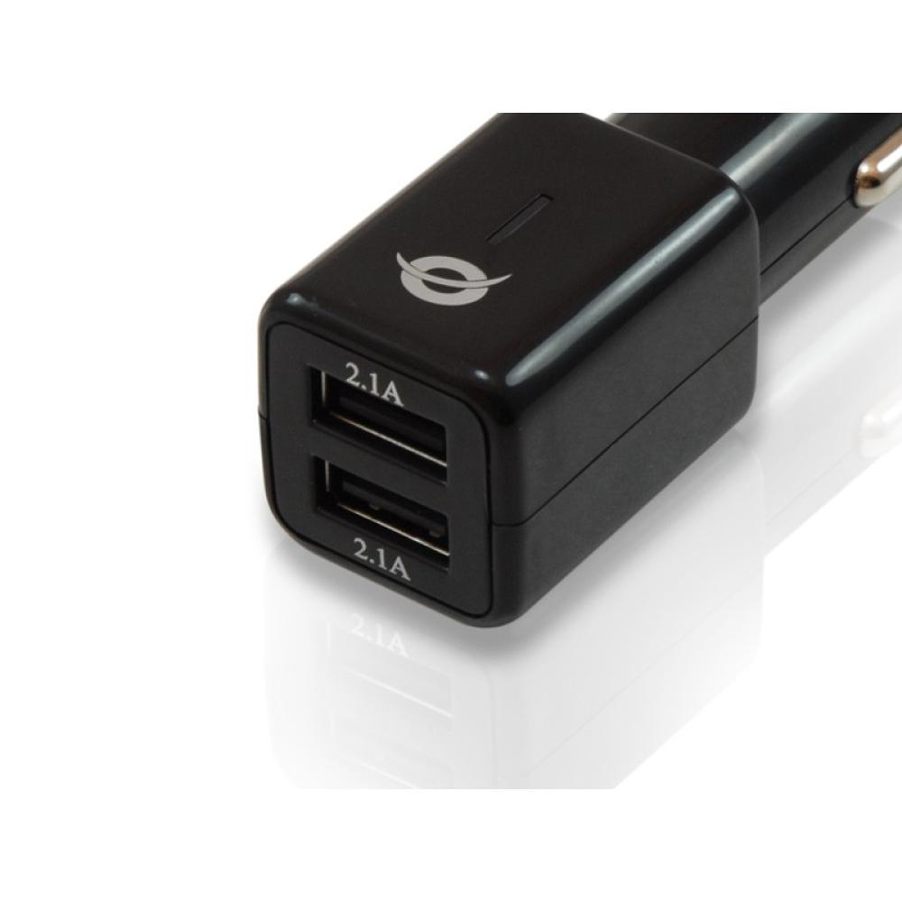 Conceptronic - Cargador de coche USB de 2 puertos de 4,2 A