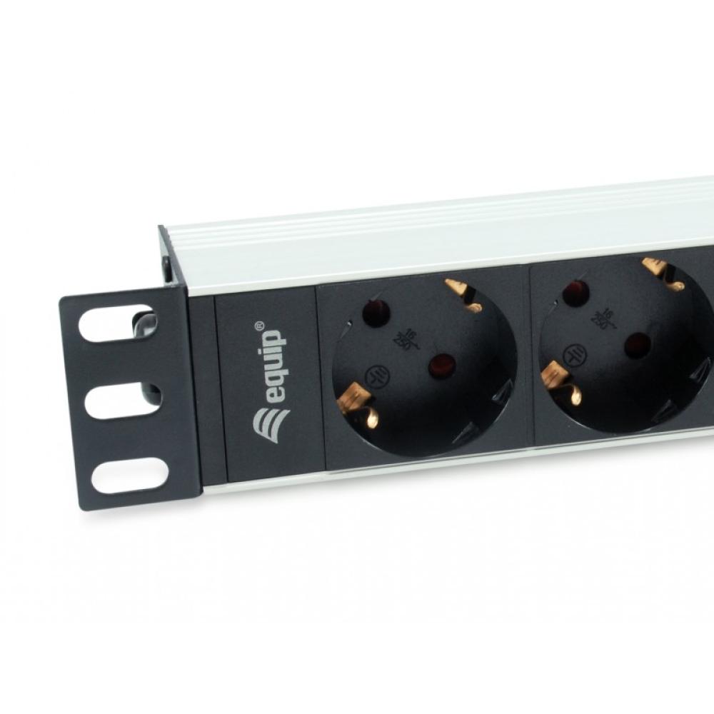 Equip - 333311 unidad de distribución de energía (PDU) 4 salidas AC 1U Negro, Plata