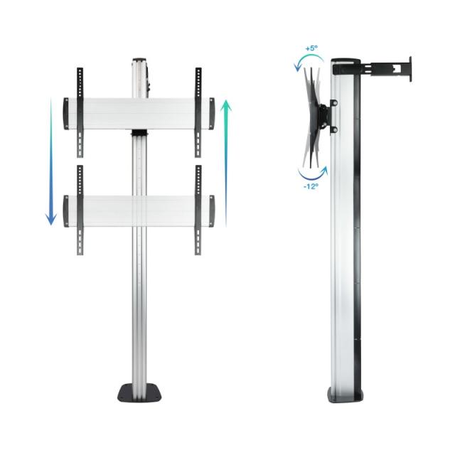 TooQ - FS2270M-B soporte para pantalla de señalización 177,8 cm (70") Plata